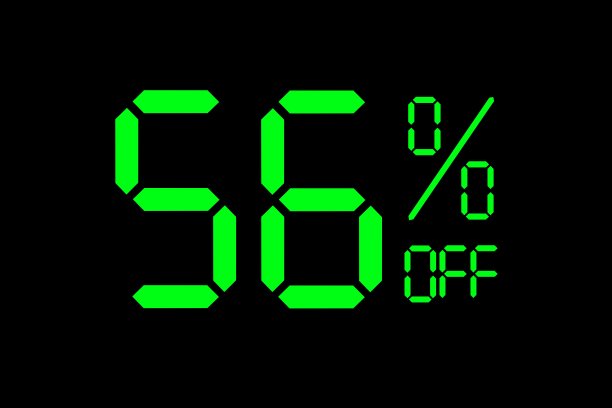 矢量插图的绿色56%折扣特价标签。图片下载