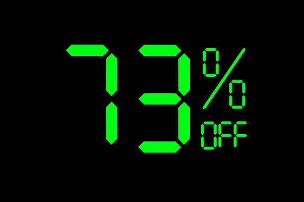 矢量插图绿色73%折扣特价标签。图片下载