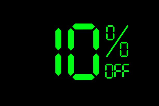 矢量插图绿色10%折扣特价标签。图片下载