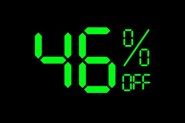 矢量插图的绿色46%折扣特价标签。图片下载