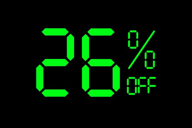 矢量插图的绿色26%折扣特别优惠标签。图片下载