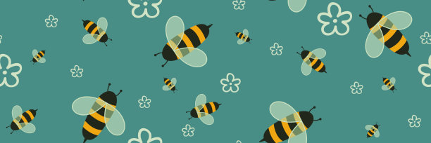 夏季蜜蜂无缝图案的孩子和面料和配件图片下载