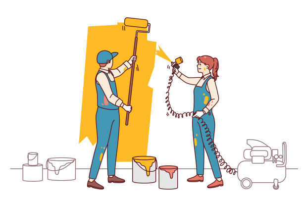 设计师粉刷参与改造的墙壁图片下载