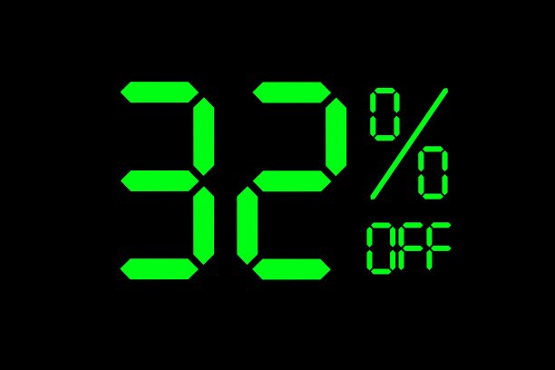 矢量插图绿色32%折扣特价标签。图片下载