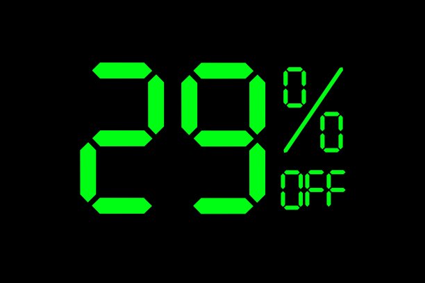 矢量插图绿色29%折扣特价标签。图片下载