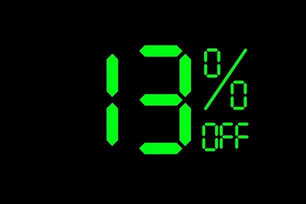 矢量插图绿色13%折扣特价标签。图片下载