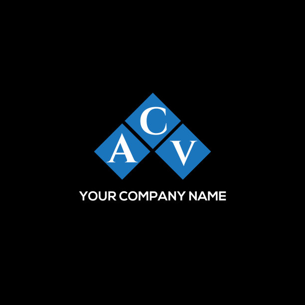 Acv字母logo设计，黑色背景图片下载
