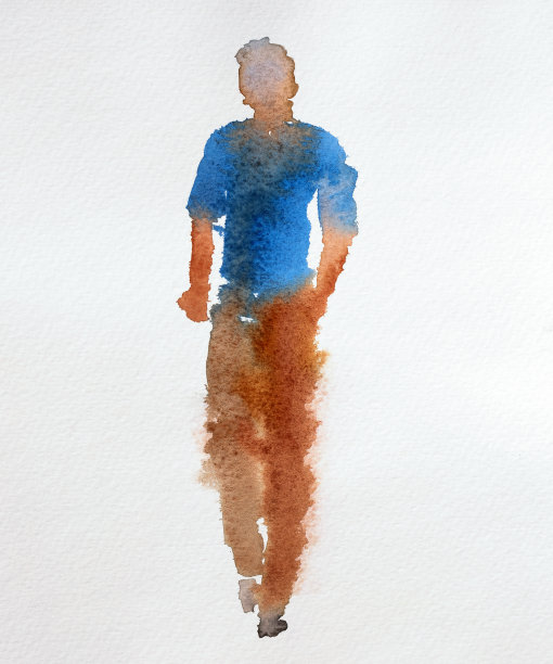 一个男人的水彩剪影。手绘画。时尚与美容插画。草图。白色背景图片下载