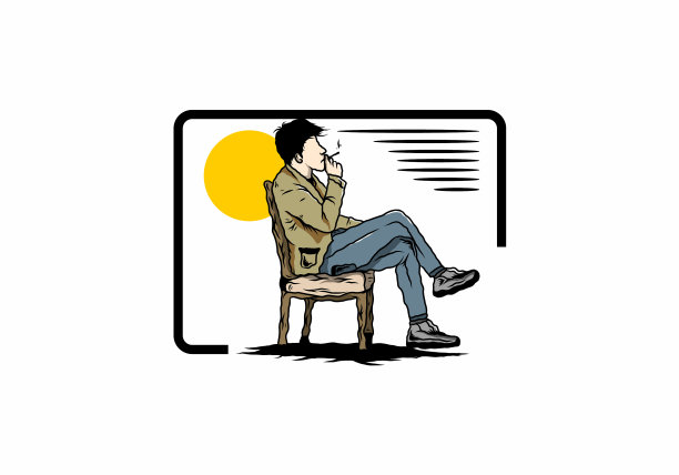 男人坐在椅子上抽烟图片下载
