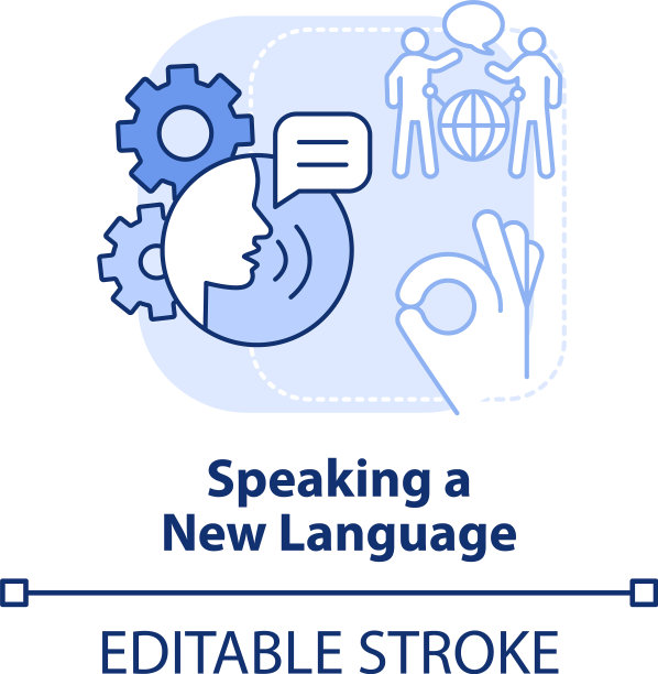 讲新语言的浅蓝色概念图标图片下载