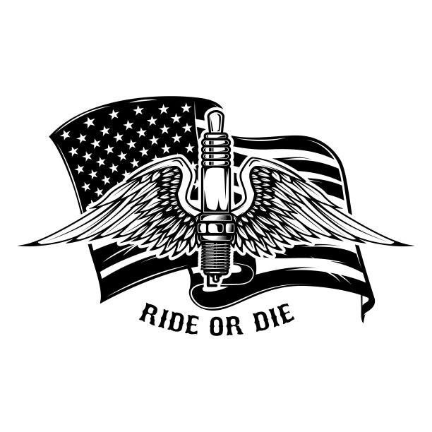 美国国旗背景上的带翼火花塞插图。设计元素为海报，卡片，旗帜，标志，徽章。矢量图图片下载