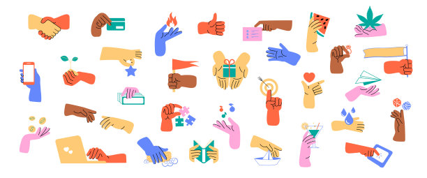 不同的手势在白色背景图片下载