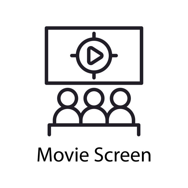 电影屏幕矢量轮廓图标设计插图。杂项符号在白色背景EPS 10文件图片下载