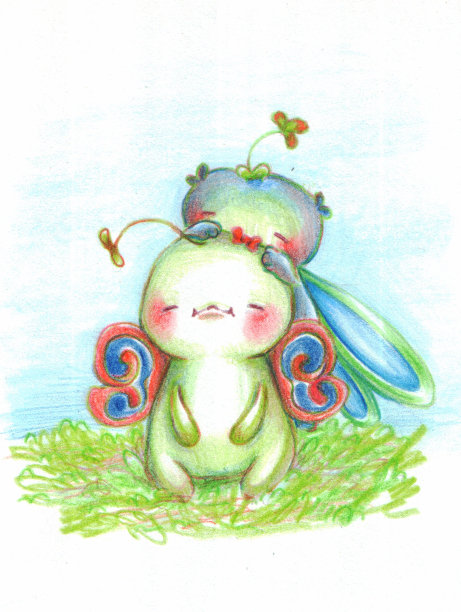 舒适的插图。幻想生物。拥抱。爱和关心。图片下载