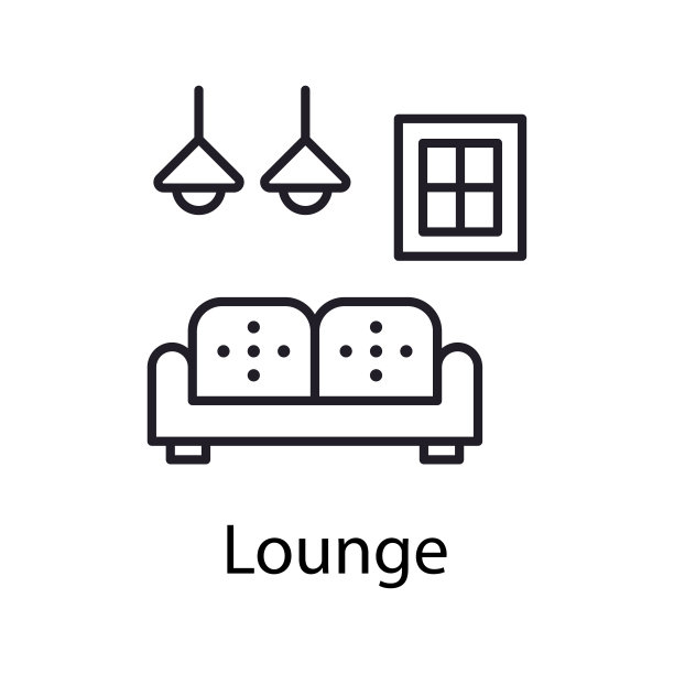 休息室矢量轮廓图标设计插图。杂项符号在白色背景EPS 10文件图片下载