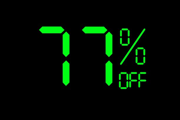 矢量插图绿色77%折扣特价标签。图片下载