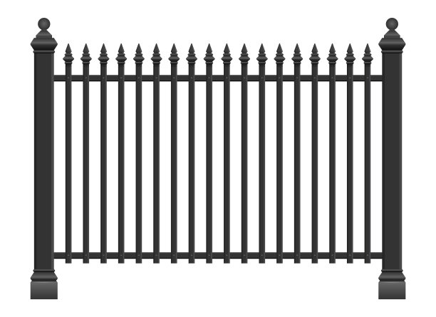 现实的钢栅栏孤立在白色图片下载