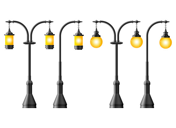 一套黑色的现实路灯路灯图片下载