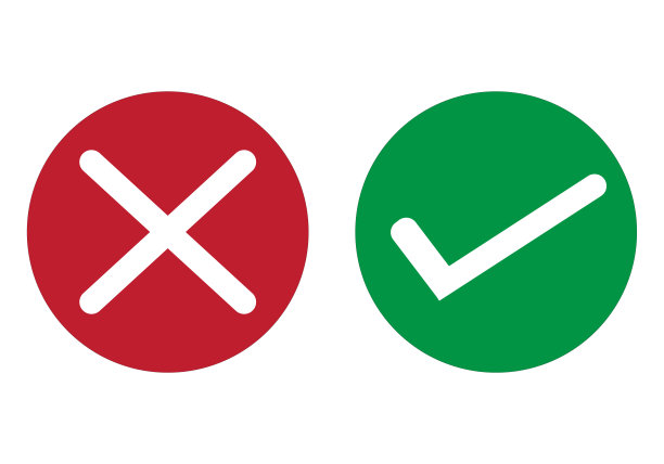 绿色勾和红十字矢量插图图片下载