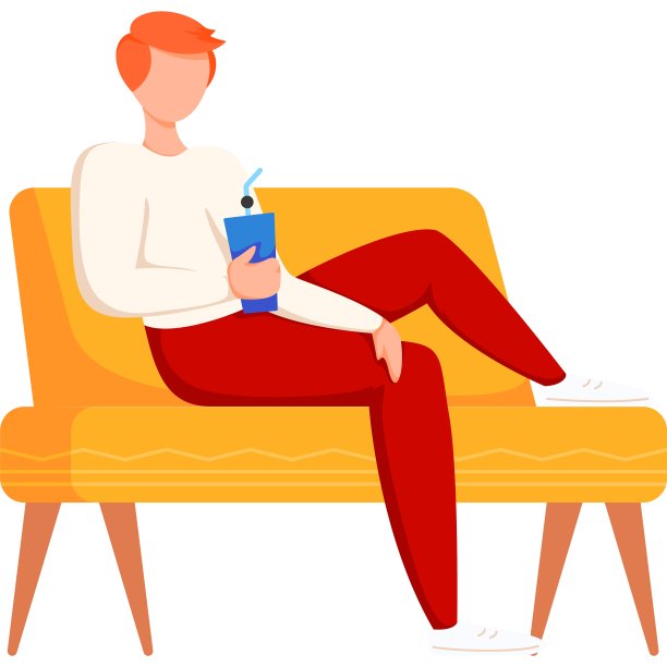 男人喝苏打在扶手椅矢量图标图片下载