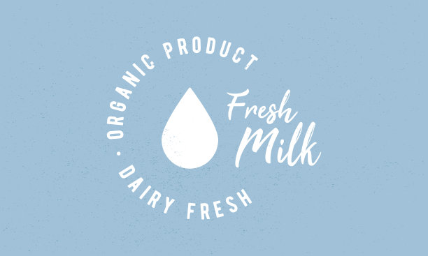 鲜奶标志与牛奶滴。的牛奶会徽。矢量图图片下载