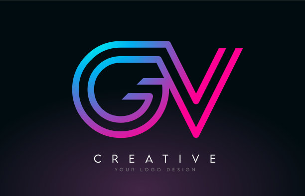 GV字母线条创意标志设计图片下载