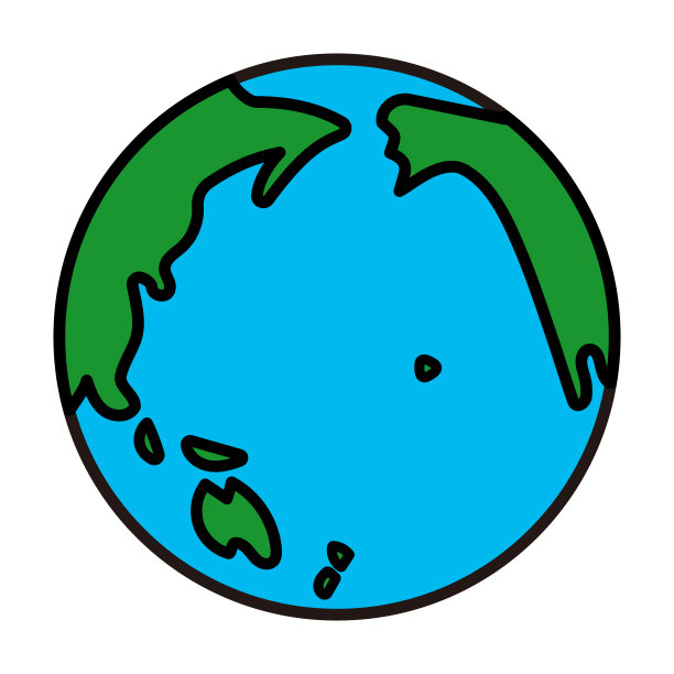 简化的地球，太平洋地区，可编辑的矢量插图图片下载