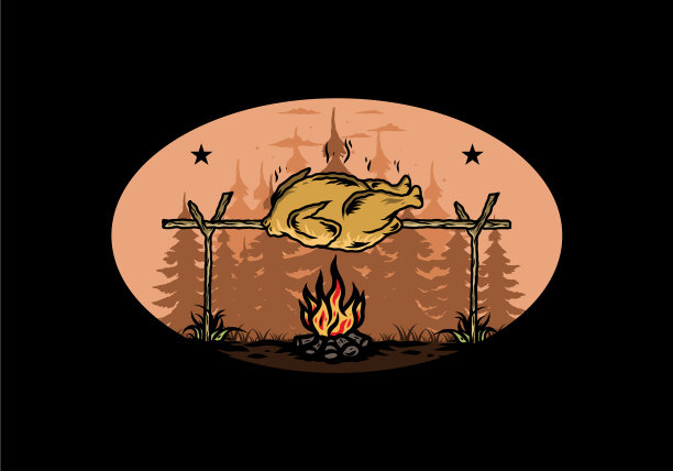 用篝火设计烤鸡图片下载