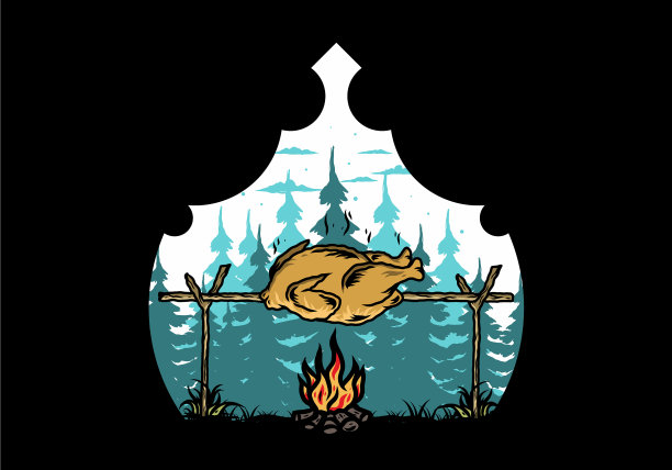 用篝火设计烤鸡图片下载