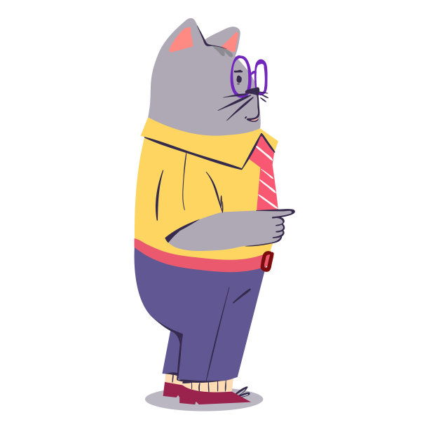 猫角色侧面视图平图片下载