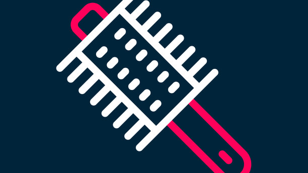 线梳子图标孤立的蓝色背景图片下载