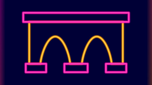 发光的霓虹灯桥为列车图标孤立图片下载