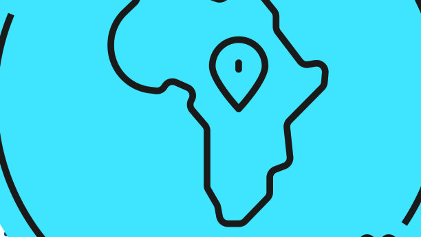 黑线地图的非洲图标孤立在白色图片下载