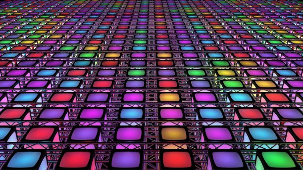 舞台灯光。绿屏背景。3 d渲染。图片下载