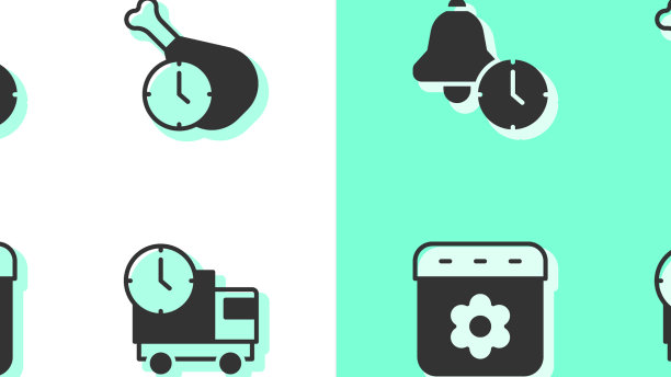 设定送货卡车和时间闹钟日历图片下载