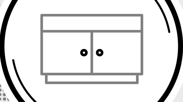 线条柜抽屉图标孤立在灰色图片下载