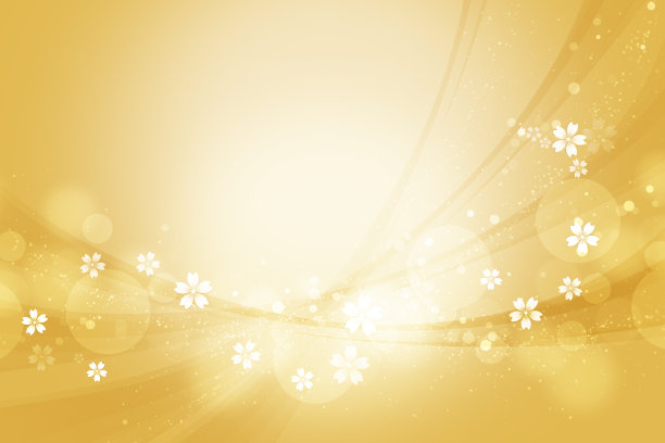 樱花和花瓣(金色背景和曲线)图片下载