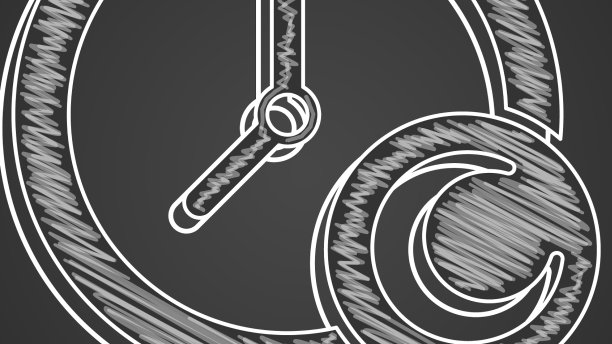 粉笔时间睡觉图标孤立在黑色图片下载