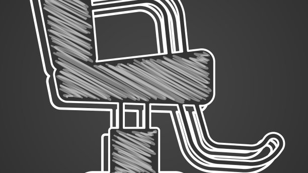 粉笔理发店的椅子图标孤立的黑色图片下载