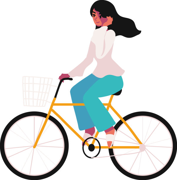 年轻女子骑着自行车图片下载
