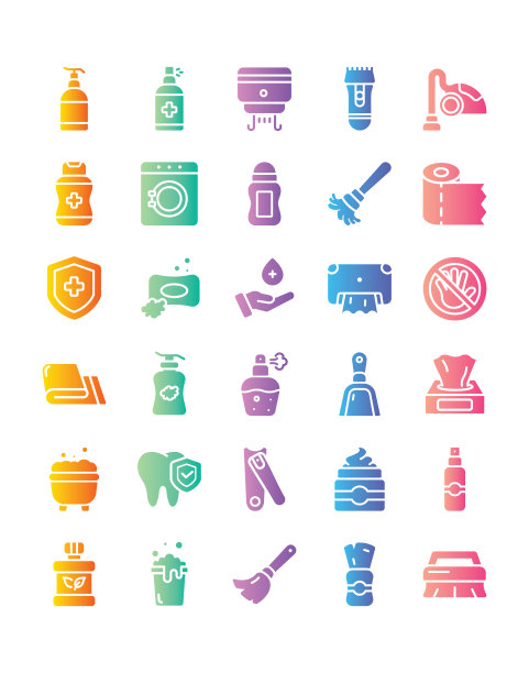 卫生图标设置30孤立在白色背景上图片下载