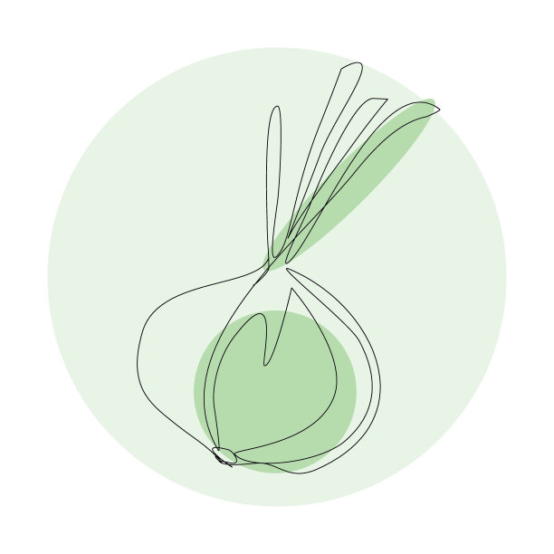 洋葱蔬菜在连续的线条色彩丰富的几何元素。洋葱极简主义黑色线性素描与彩色斑点孤立在白色背景。向量一行图片下载