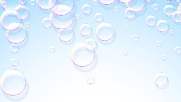 肥皂泡抽象蓝色背景与彩虹图片下载