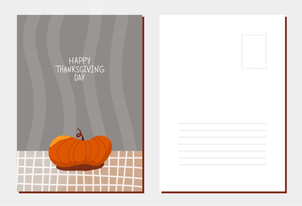 矢量明信片上写着感恩节快乐图片下载