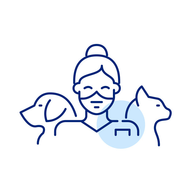 可爱的微笑动物医生与猫和狗的像素图片下载