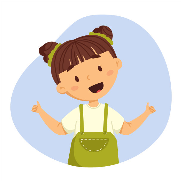 快乐的女孩与两个碰撞卡通矢量插图。适合制作儿童海报和卡片图片下载