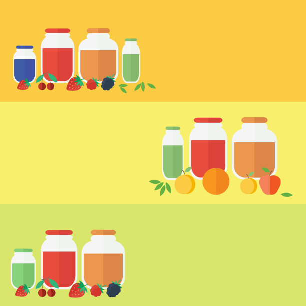 果酱和果汁孤立横幅在平坦的风格图片下载