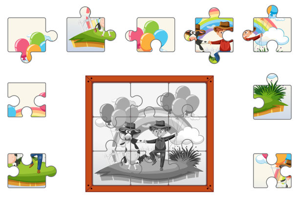 奶牛农场图片拼图游戏模板图片下载