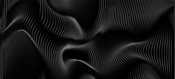 抽象的波浪线在黑白设计。图案与光学错觉。图片下载