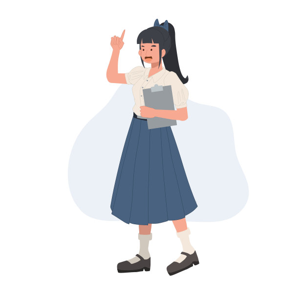 穿着校服的亚洲学生。泰国女学生正在给一些建议。女孩说。矢量图图片下载